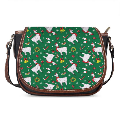 Christmas Llama Pattern Print Saddle Bag