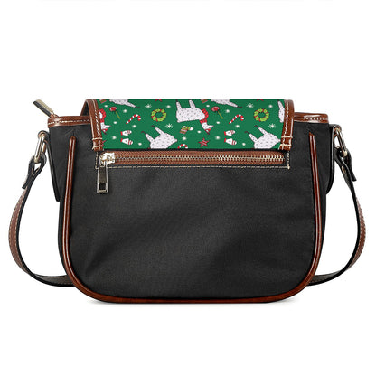 Christmas Llama Pattern Print Saddle Bag