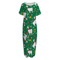 Christmas Llama Pattern Print Short Sleeve Long Nightdress