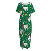 Christmas Llama Pattern Print Short Sleeve Long Nightdress