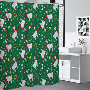 Christmas Llama Pattern Print Shower Curtain