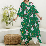 Christmas Llama Pattern Print Silk V-Neck Kaftan Dress
