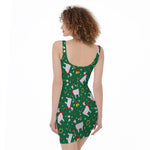 Christmas Llama Pattern Print Sleeveless Bodycon Dress