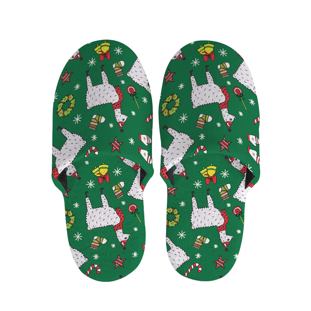 Christmas Llama Pattern Print Slippers