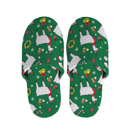 Christmas Llama Pattern Print Slippers
