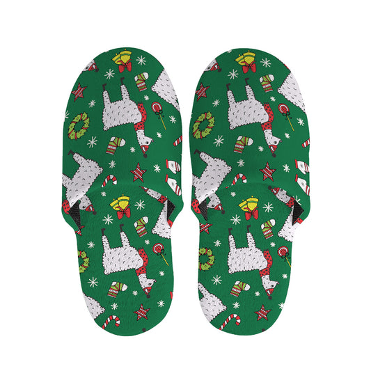 Christmas Llama Pattern Print Slippers