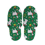 Christmas Llama Pattern Print Slippers