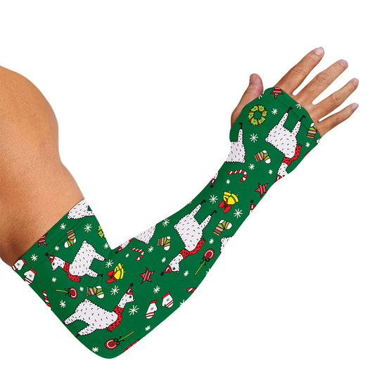 Christmas Llama Pattern Print Sun Protection Arm Sleeves