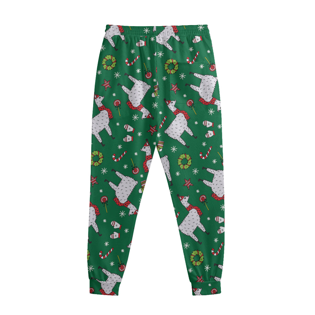 Christmas Llama Pattern Print Sweatpants