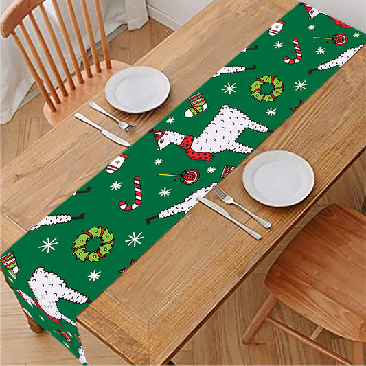 Christmas Llama Pattern Print Table Runner