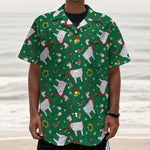 Christmas Llama Pattern Print Textured Short Sleeve Shirt