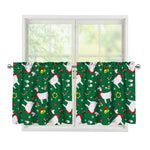 Christmas Llama Pattern Print Tier Curtains
