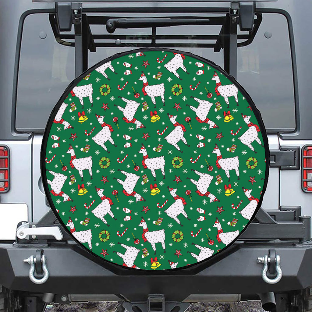 Christmas Llama Pattern Print Tire Cover