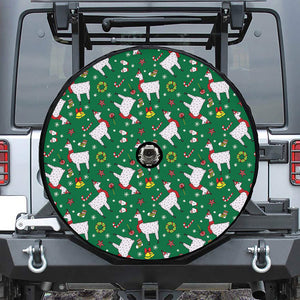 Christmas Llama Pattern Print Tire Cover With Camera Hole