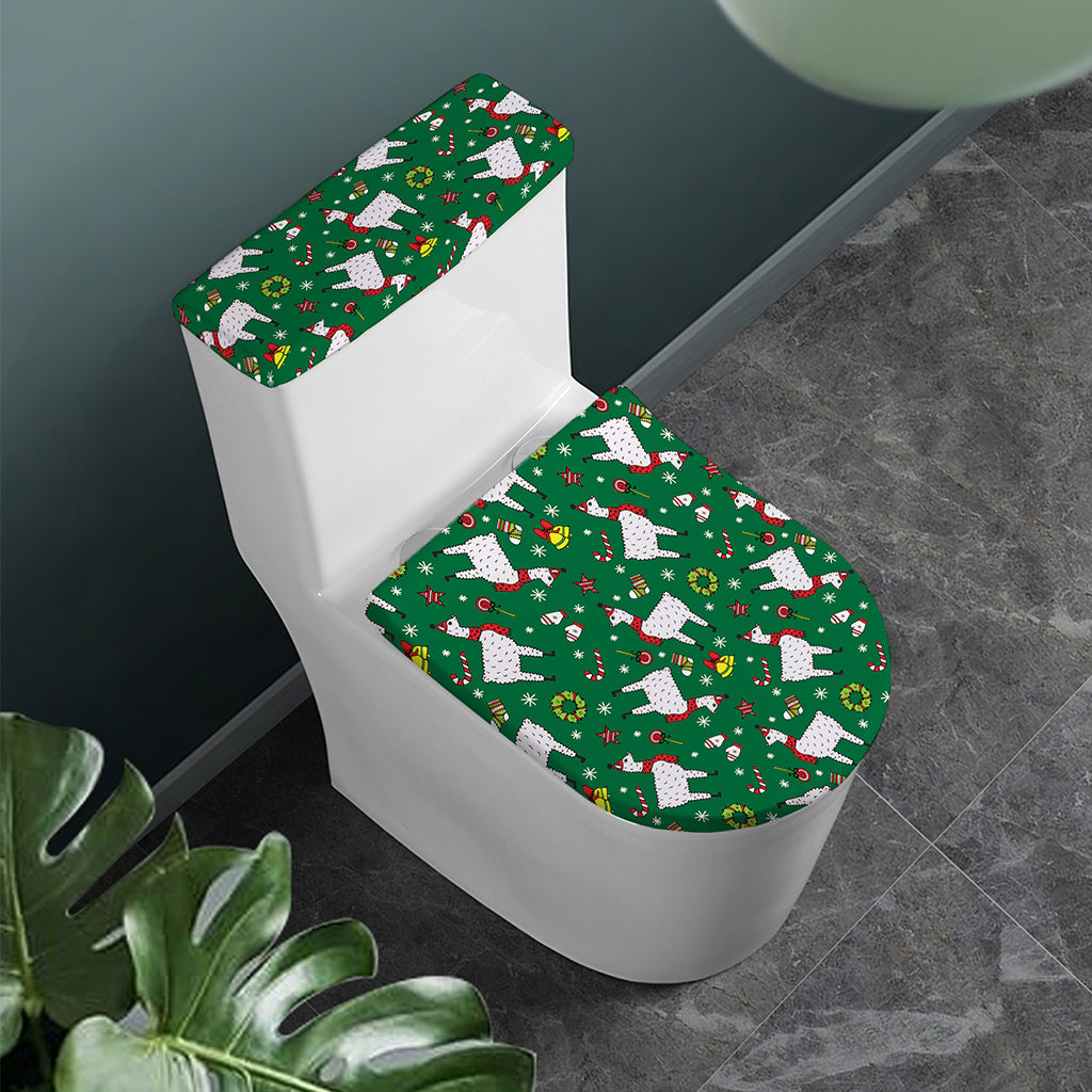 Christmas Llama Pattern Print Toilet Lid And Tank Cover Set