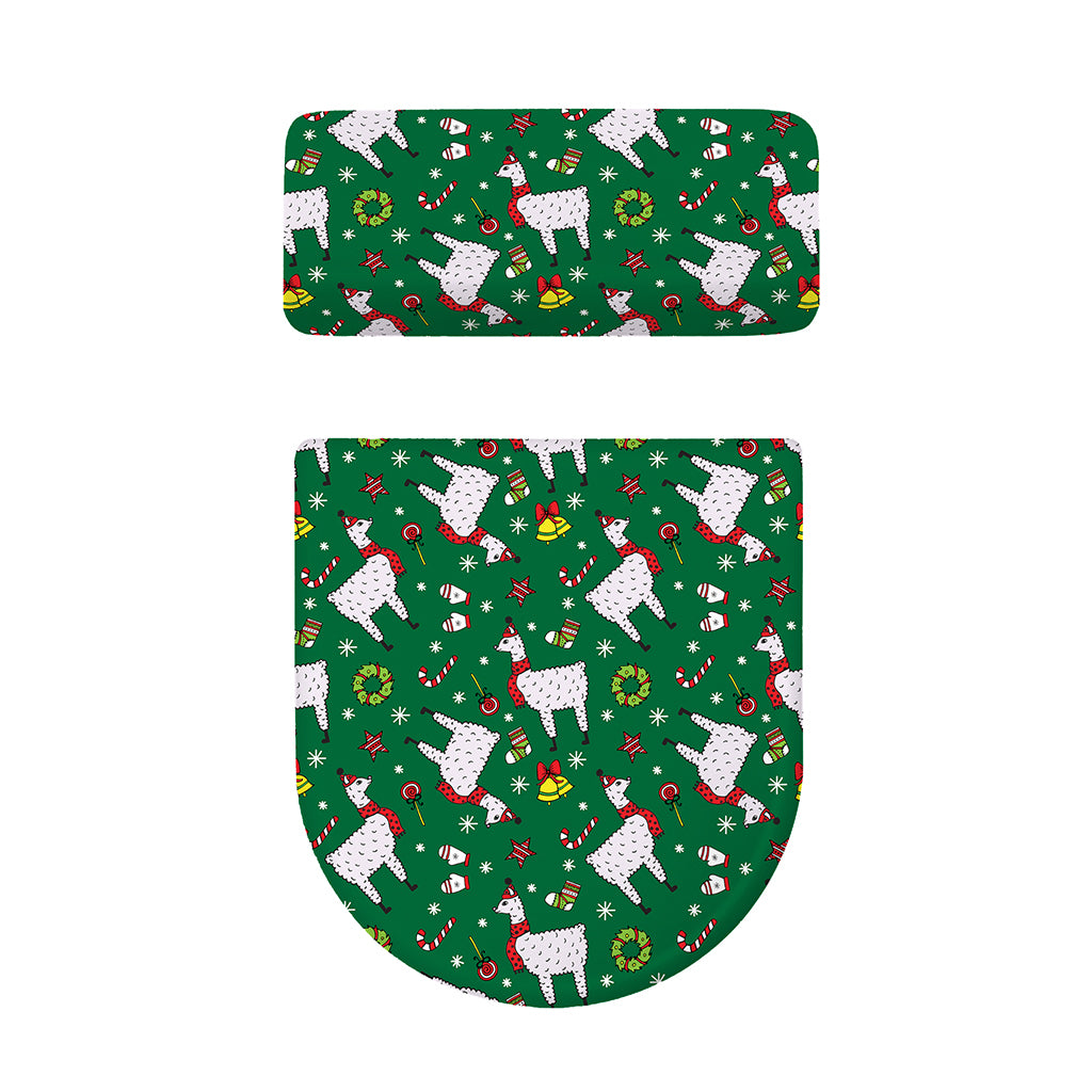 Christmas Llama Pattern Print Toilet Lid And Tank Cover Set