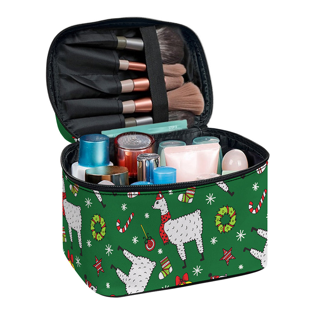 Christmas Llama Pattern Print Travel Makeup Bag