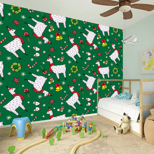 Christmas Llama Pattern Print Wall Sticker