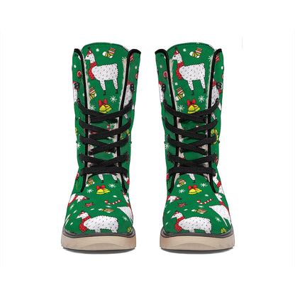Christmas Llama Pattern Print Winter Boots