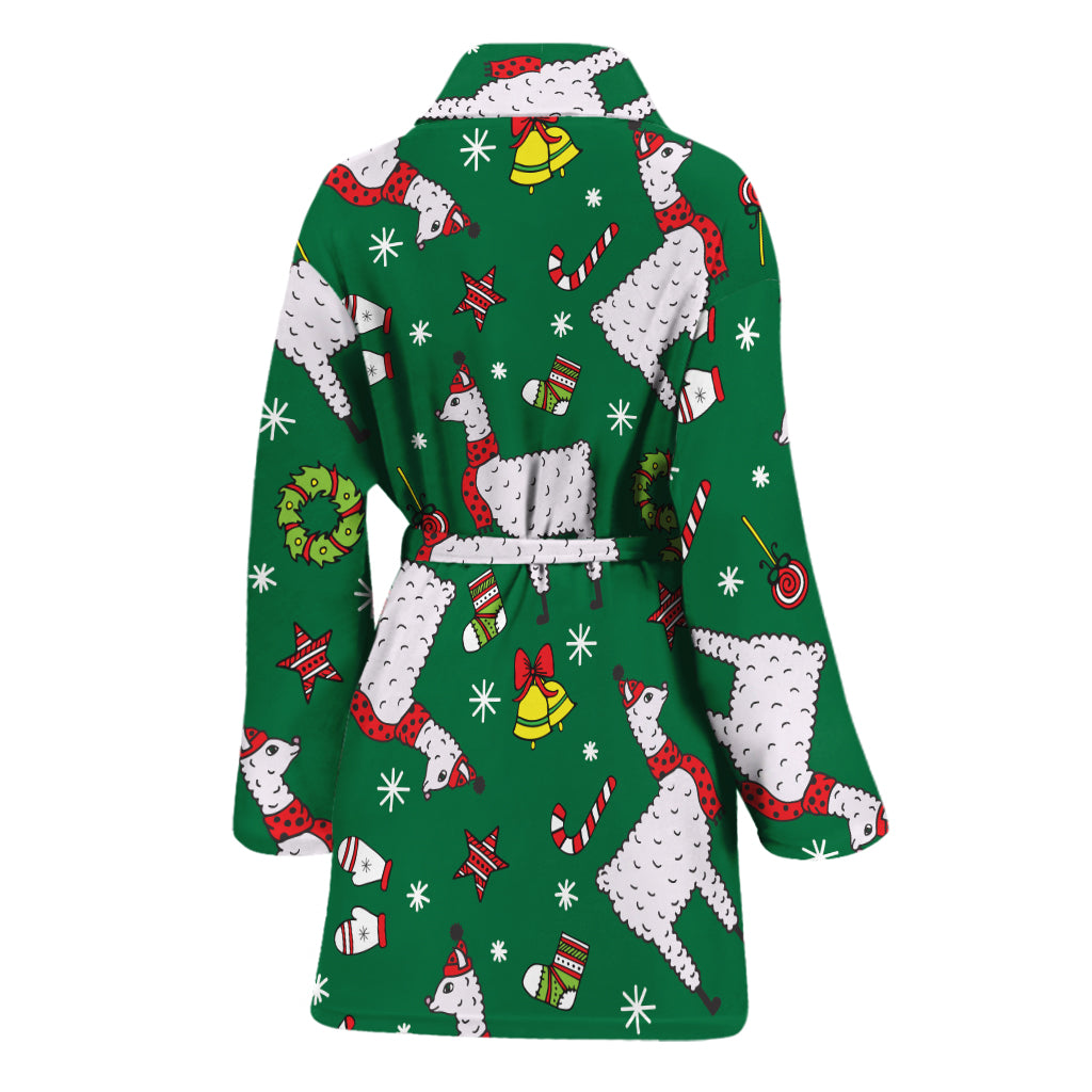 Christmas Llama Pattern Print Women's Bathrobe