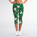 Christmas Llama Pattern Print Women's Capri Leggings