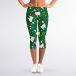 Christmas Llama Pattern Print Women's Capri Leggings