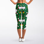 Christmas Llama Pattern Print Women's Capri Leggings
