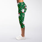 Christmas Llama Pattern Print Women's Capri Leggings