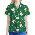 Christmas Llama Pattern Print Women's Polo Shirt