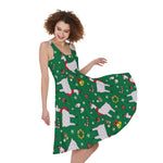 Christmas Llama Pattern Print Women's Sleeveless Dress