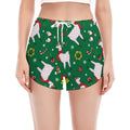 Christmas Llama Pattern Print Women's Split Running Shorts