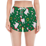 Christmas Llama Pattern Print Women's Split Running Shorts