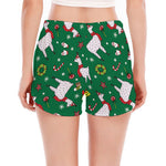 Christmas Llama Pattern Print Women's Split Running Shorts