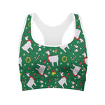 Christmas Llama Pattern Print Women's Sports Bra