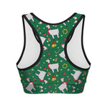 Christmas Llama Pattern Print Women's Sports Bra