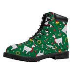 Christmas Llama Pattern Print Work Boots
