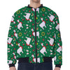 Christmas Llama Pattern Print Zip Sleeve Bomber Jacket