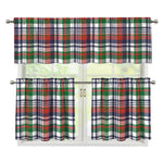 Christmas Madras Plaid Print 3 Piece Kitchen Curtains