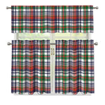 Christmas Madras Plaid Print 3 Piece Kitchen Curtains