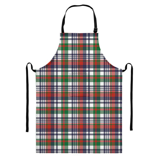 Christmas Madras Plaid Print Bib Apron With Pocket