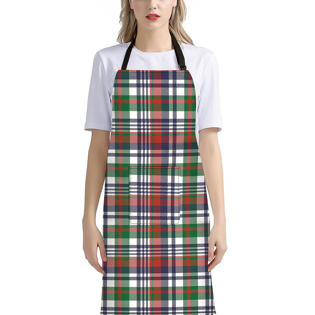 Christmas Madras Plaid Print Bib Apron With Pocket
