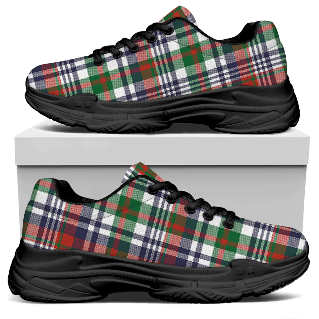 Christmas Madras Plaid Print Black Chunky Shoes