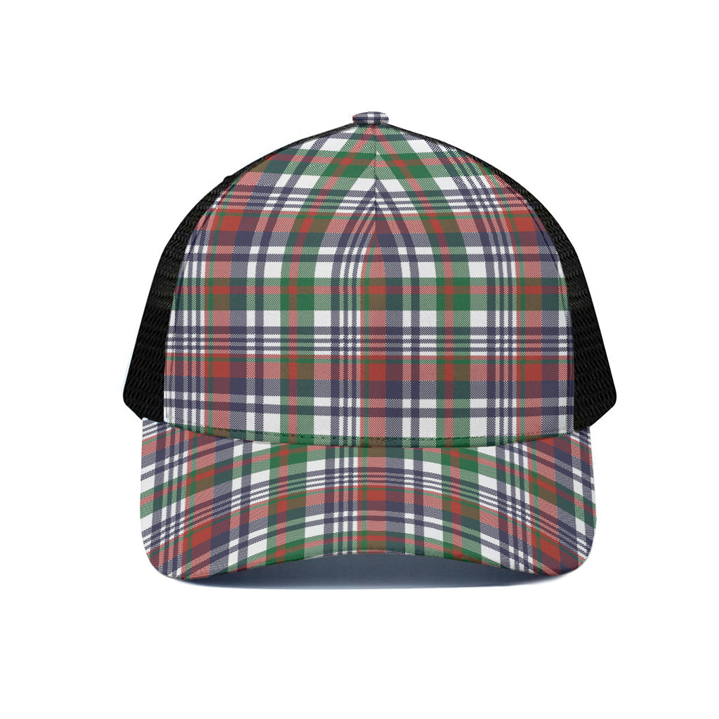 Christmas Madras Plaid Print Black Mesh Trucker Cap