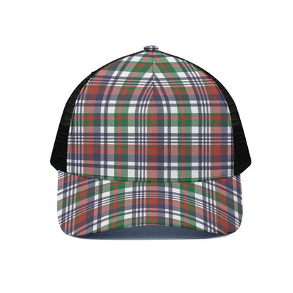 Christmas Madras Plaid Print Black Mesh Trucker Cap