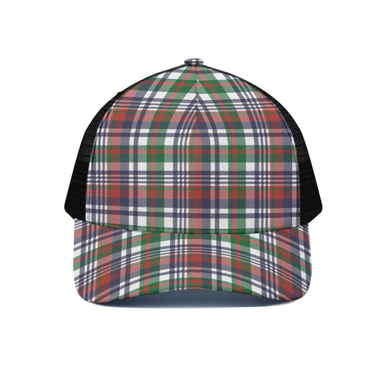 Christmas Madras Plaid Print Black Mesh Trucker Cap