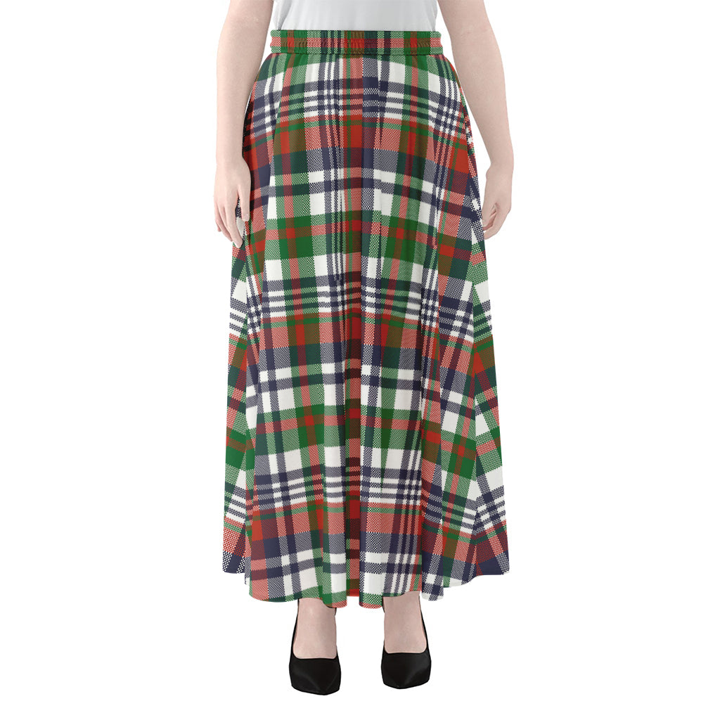 Christmas Madras Plaid Print Chiffon Maxi Skirt