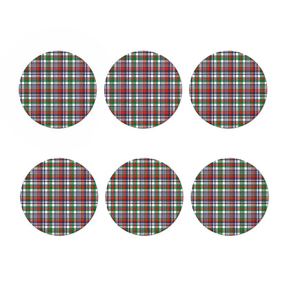 Christmas Madras Plaid Print Coaster Set