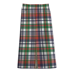 Christmas Madras Plaid Print Cotton Front Slit Maxi Skirt