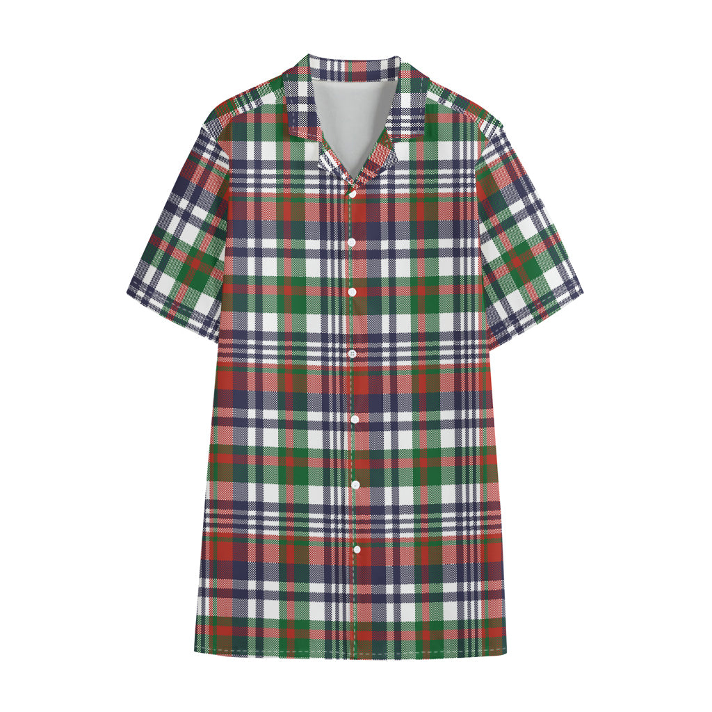 Christmas Madras Plaid Print Cotton Hawaiian Shirt