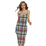 Christmas Madras Plaid Print Cross Back Cami Dress